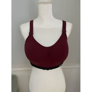 Victoria's Secret 38DD VSX Sport Maroon Red Strappy Sports Bra Underwire EUC